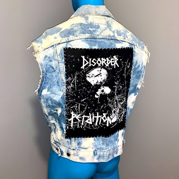 Punk Bleached Vintage Denim Vest - Picture 5 of 7
